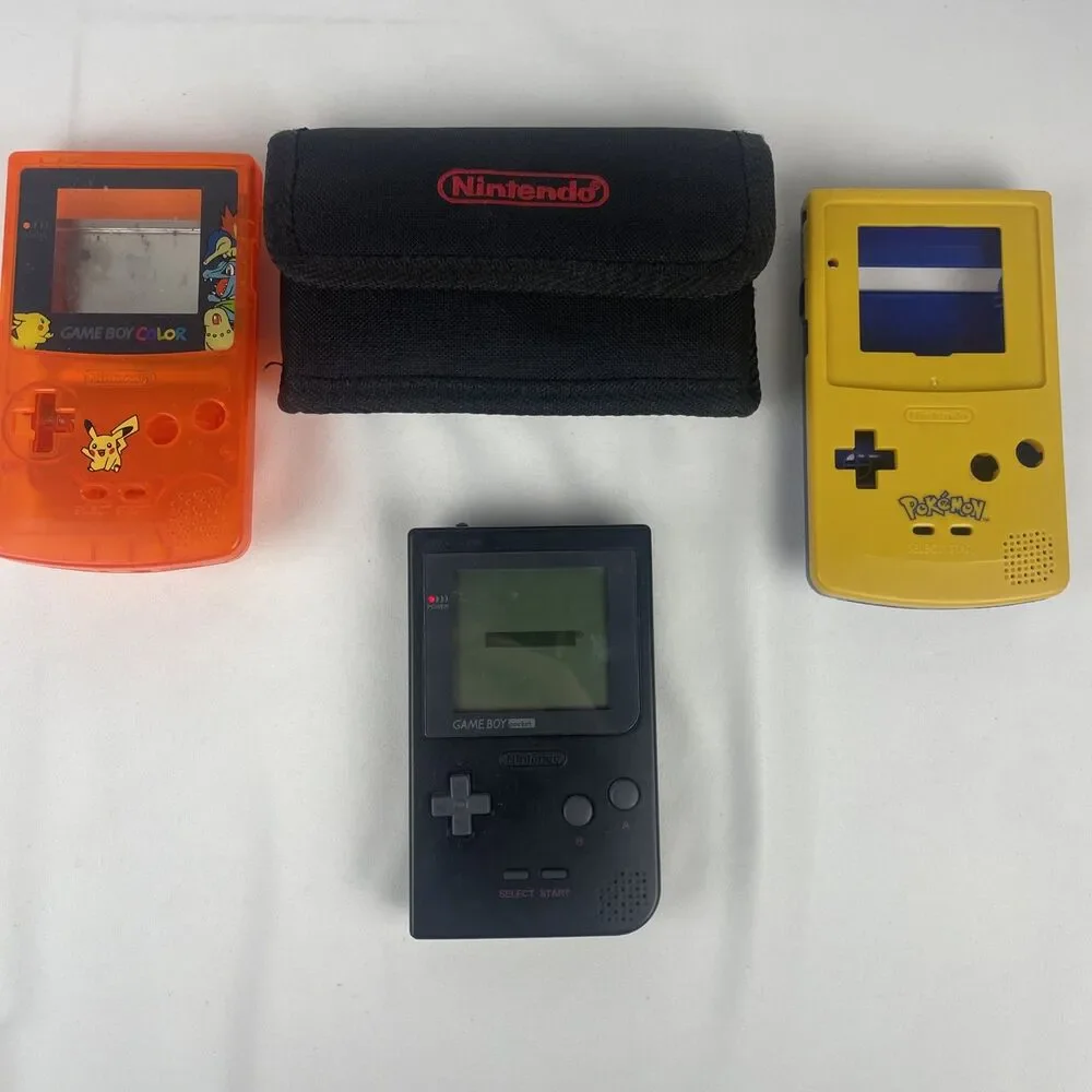 Nintendo Game Boy Pocket MGB-001 Black + Case & Pokémon Reshells~ Tested Working